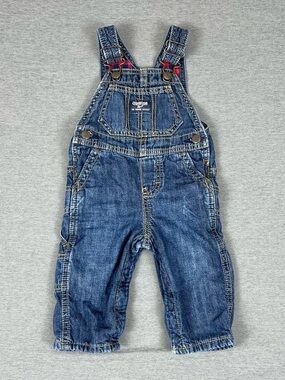 OshKosh B'gosh Vintage Blue Denim Overalls with Red Flannel